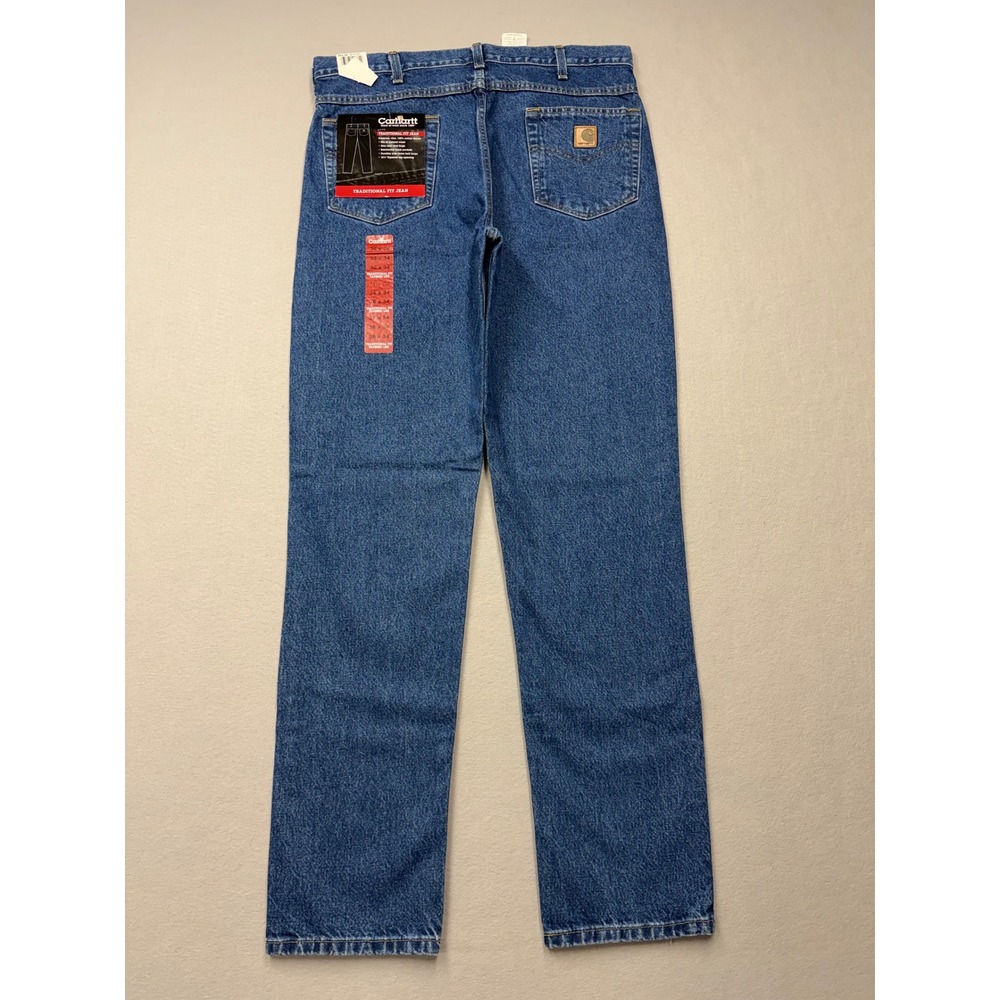Carhartt Traditional Fit Jeans Mens 36x34 Blue B18 DST Tapered Leg Denim New